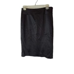 White House Black Market Skirt Womens 6 Black Satin Pencil Skirt